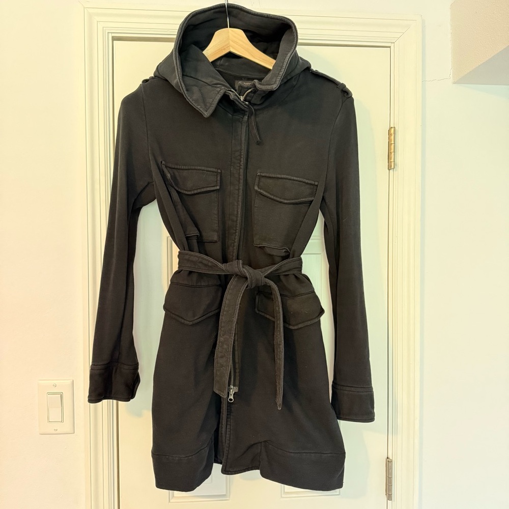 Diesel Dark Charcoal Distressed Hooded Trench Coat